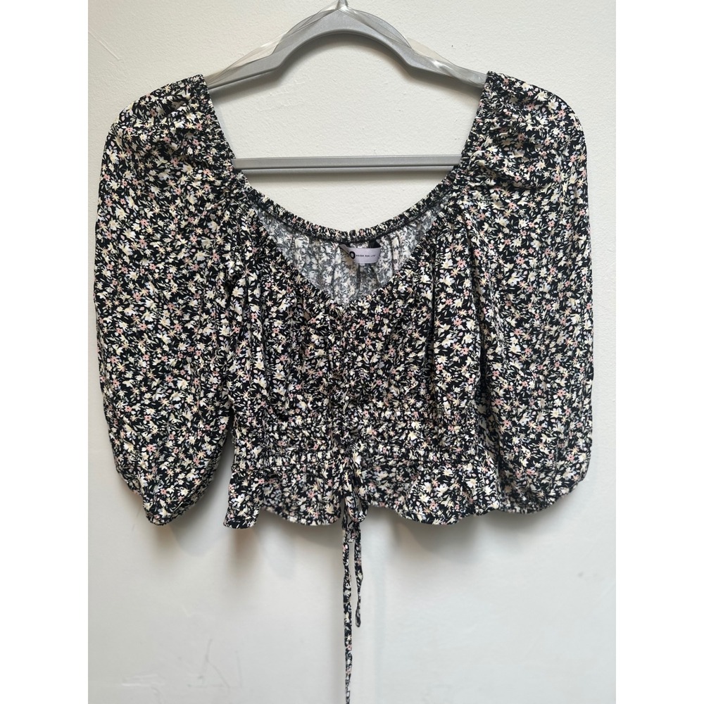 Floral Puff Sleeve Smocked Crop Top Coquette Cottagecore Romantic Festival Boho
